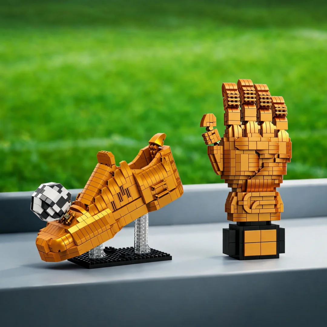 Soccer Boot Gloves Model Sports Micro Building Blocks–Puzzle Toy,DIY Gift for Birthday,Collectible Desk Decor for Football Fans