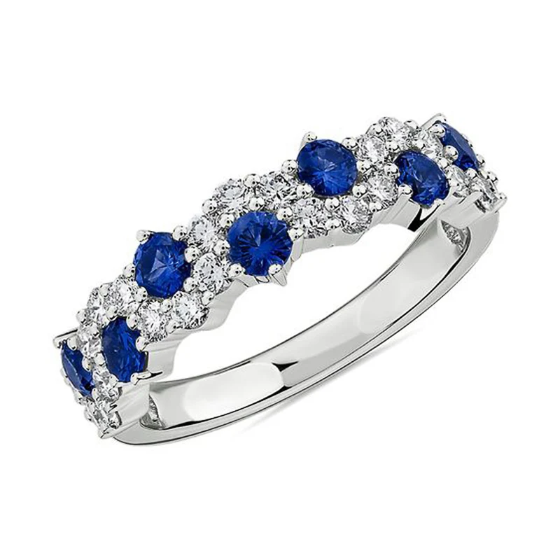 Huitan Exquisite Blue/White CZ Finger Rings for Women Temperament Fashion Jewelry Party High Quality Silver Color Ring Wholesale