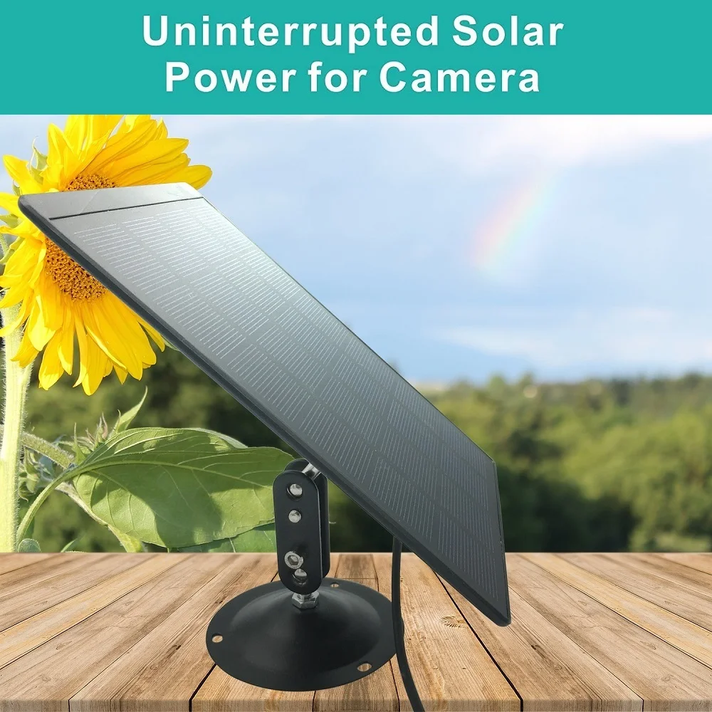 Outdoor Mini Solar Panel 5V Micro USB Port 10Ft Cable Type C 4W Solar Panel Waterproof Compatible With Pihone/eufy Cam/Wyze Cam