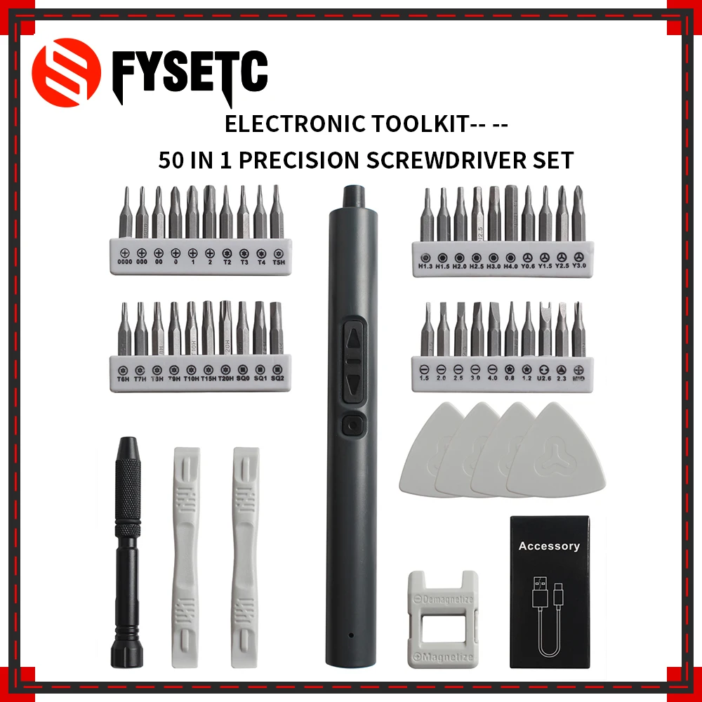 

50 in 1 Precision Electric Screwdriver Set Repair Power Tools Magnetic Screw Driver Bits for 3D Printer Home Appliances Watch