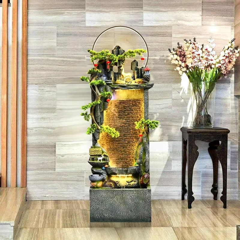 

Rockery Flowing Fountain Curtain Wall Living Room Feng Shui Wheel Circulating Water Landscape Decoration