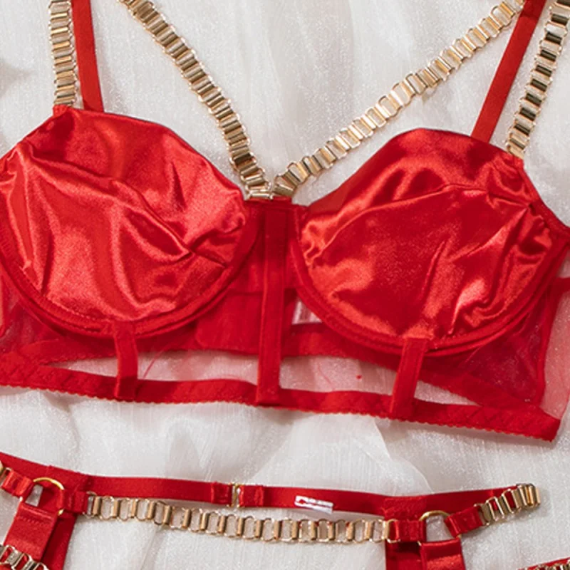2025Летняя горячая распродажа, высококачественный дизайн с металлической пряжкой, сексуальное корректирующее белье, комплект из пяти предметов