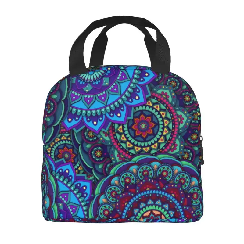 Mandala Flower Deanfun Colorful Thermal Insulated Lunch Bags Women Portable Lunch Tote for School Multifunction Food Box