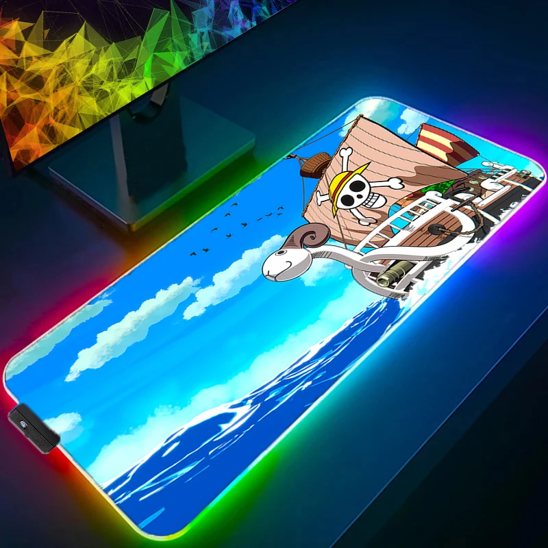 RGB светодиодный коврик для мыши, офисный настольный коврик, цельный коврик для компьютерной игры, резиновый коврик для клавиатуры в стиле аниме, аксессуары для ПК, коврик для мыши, коврик для планшета