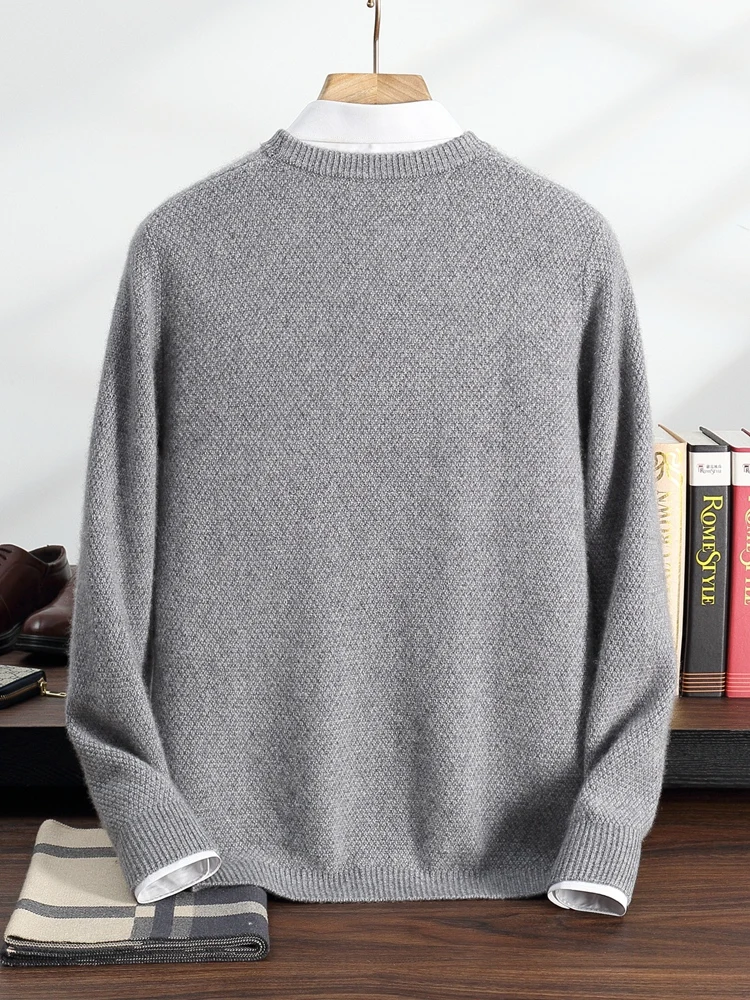 Triple Thick Sweater 100% Cashmere Sweater Men's Round Neck Knitted Hoodie Autumn/Winter Warm Long Sleeve Casual Men's Wear