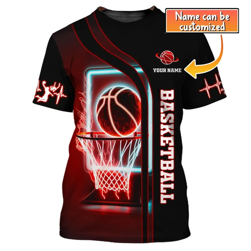 

Men's T Shirt Outdoor Basketball Sports Personalization Name Print Short Sleeve Tee Fashion Breathable Clothing Summer Loose Top