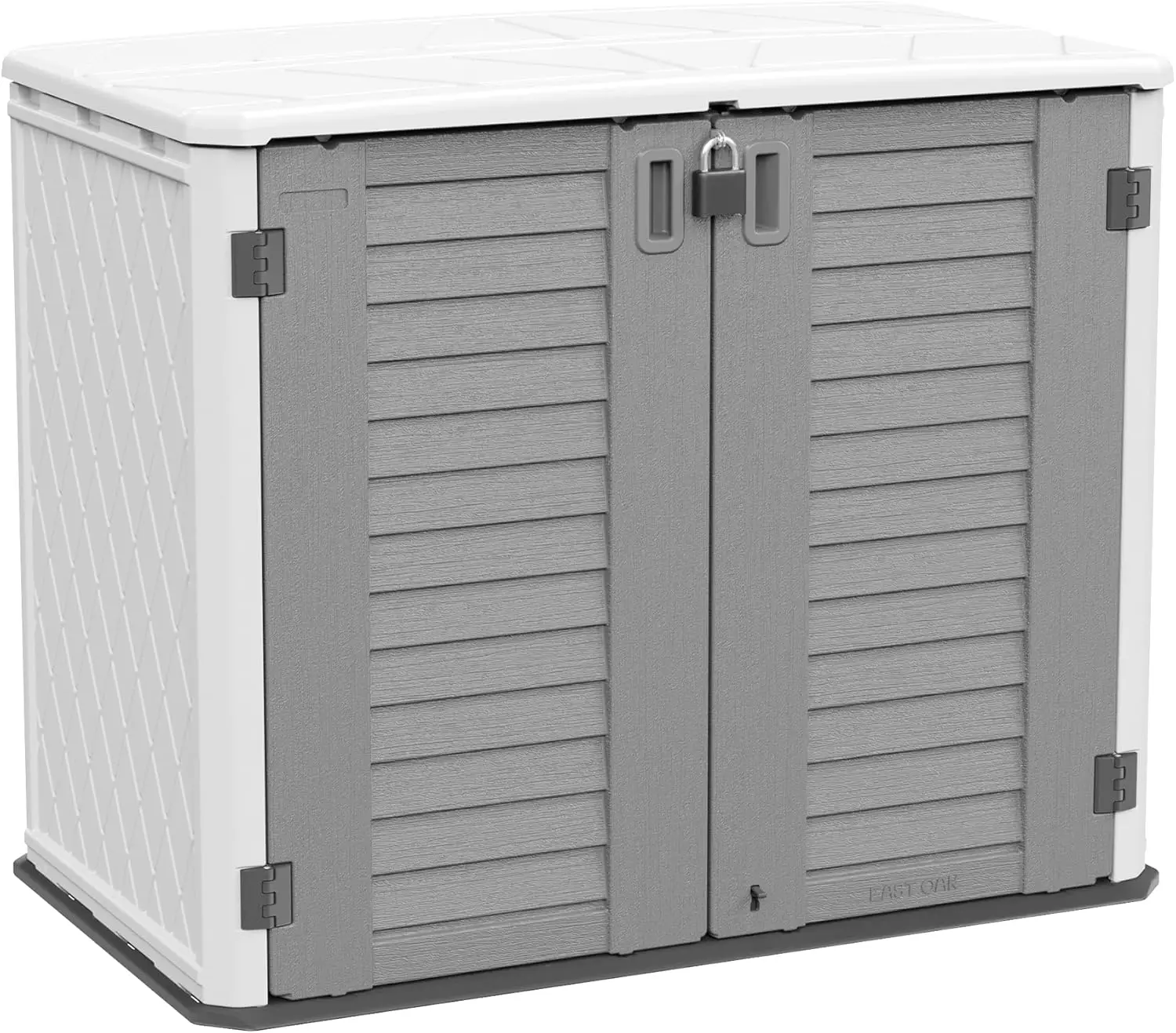 

Outdoor Storage Shed, 4 x 3.4 FT Outdoor Storage Cabinet w/o Shelf, 34Cu.ft Horizontal Resin Tool Shed for Garden, Trash Cans