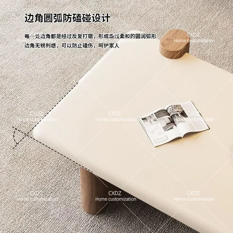 Medieval solid wood coffee table living room household small apartment 2025 new retractable high-end wabi sabi tea table