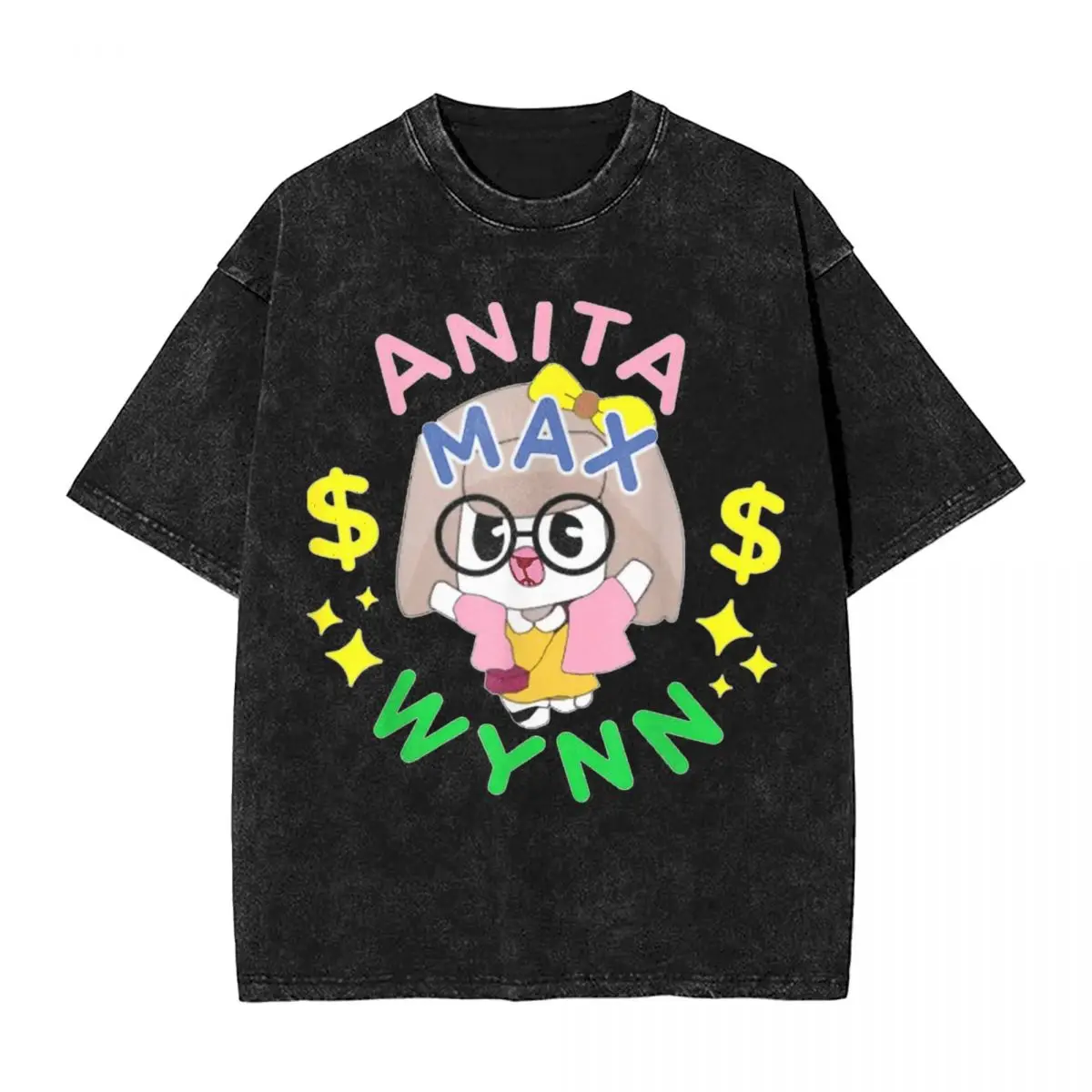 

Washed T Shirt Anita Max Wynn Hip Hop Cool T-Shirt High Street Streetwear 100% Cotton Summer Tops Tops Tees for Men Women