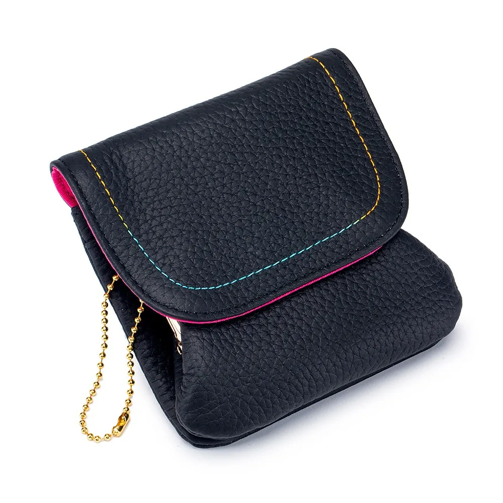 Mini porte-monnaie en cuir véritable pour filles et femmes, porte-cartes, sac portable, petit porte-monnaie en cuir de vachette, poudres pour écouteurs courts, mode