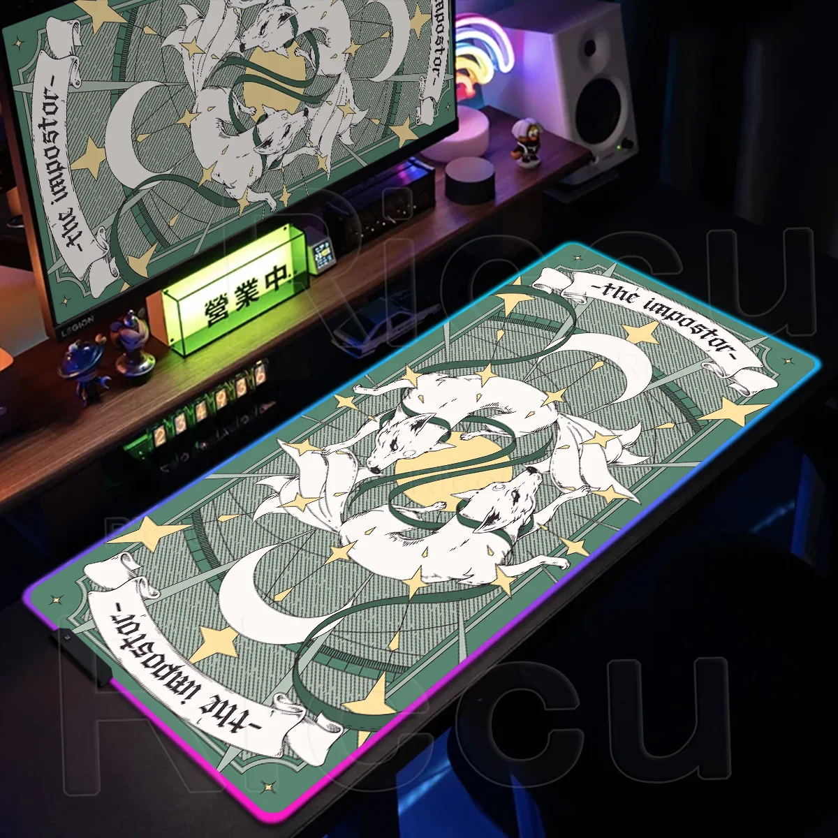 RGB Magic Fox Nine Tails Mouse Pad LED Glowing Large Gaming Backlight Computer Keyboard Expansion Pads Laptop Office Home Setup