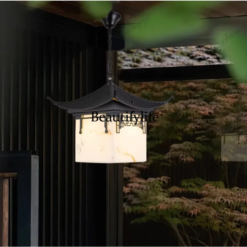 Outdoor waterproof cornice small chandelier New Chinese courtyard villa door gazebo corridor aisle room external lighting