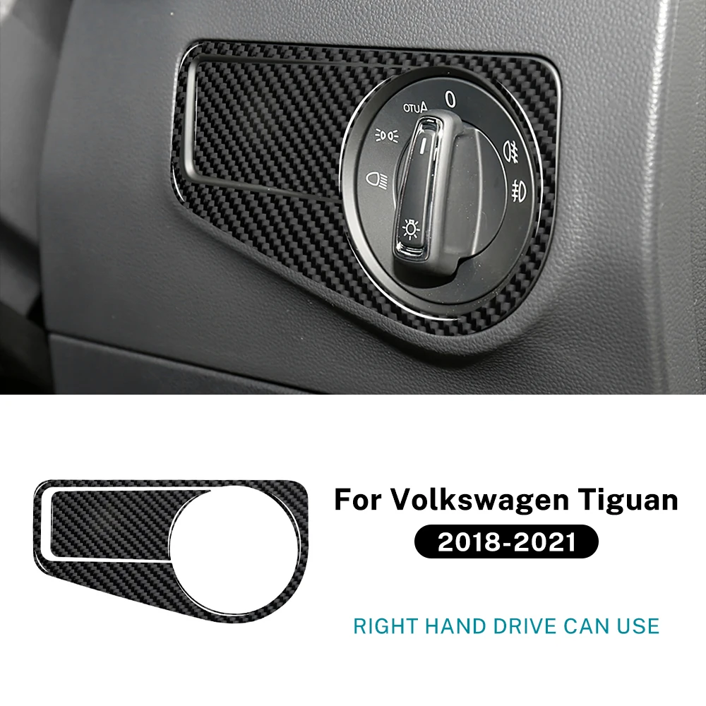 

Real Carbon Fiber Headlight Switch Trim Cover For VW Tiguan 2018--2021 Car Interior Dashboard Lamp Decor Panel