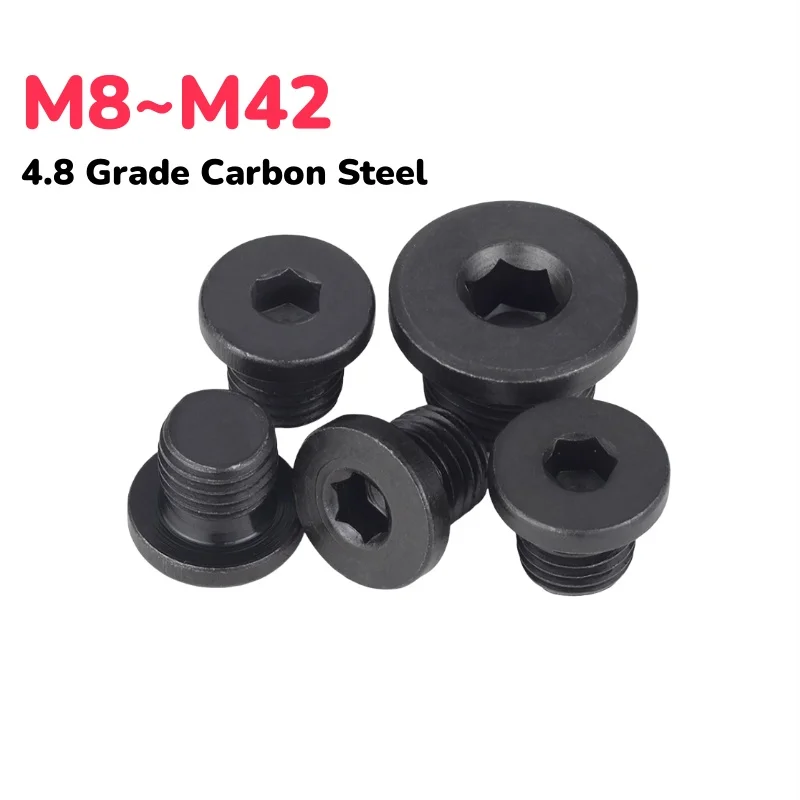 M8 - M42  4.8 Grade Carbon Steel Metric/Imperial End Plug Cap With Washer Fine Thread Hex Hydraulic Oil Gas