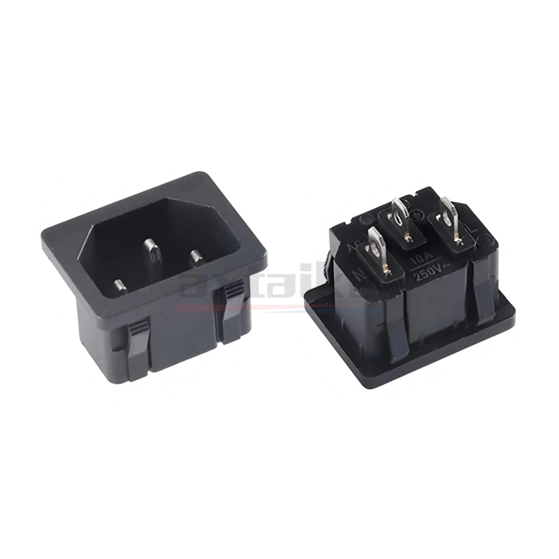 5PCS AC-05 10A 250V AC Inlet Power Socket Connector Female Socket Plug IEC320 C14 3Pin Embedded Maintenance Accessories