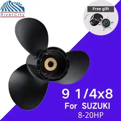 Buitenboordmotor Propeller Voor Suzuki 9.9hp 15hp 9 1/4*8 Boot Motor Aluminium Schroef 3 Blade 10 Spline Schip scheepsmotor Deel