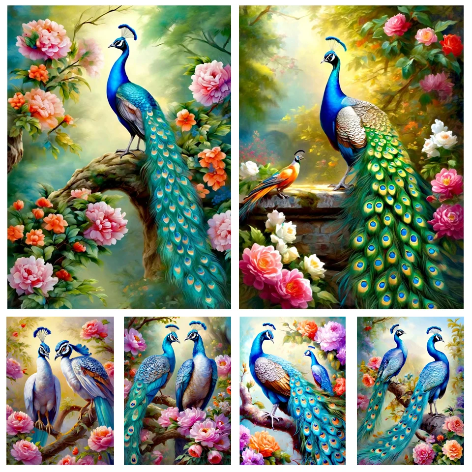 5D Diamond Painting Fantasy Colour Peacock Picture Rhinestones Mosaic Aesthetic Bird DIY Diamond Embroidery Home Decorative