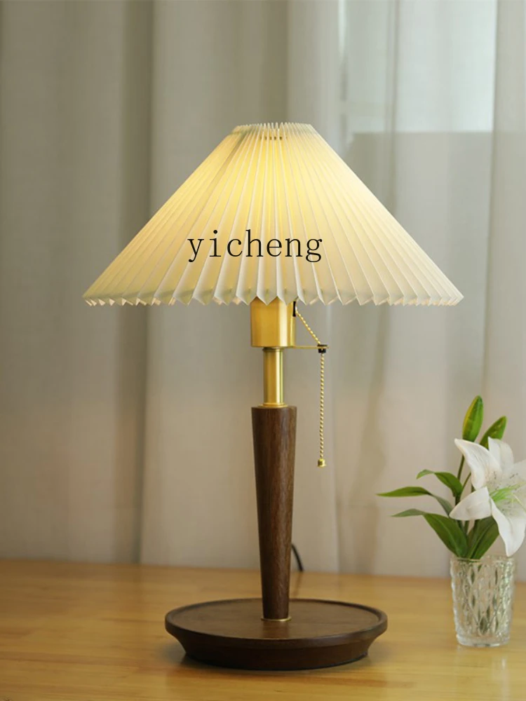 Zcins Fresh Pleated Table Lamp Bedside Lamp Study Living Room Bedroom Girl Room Table Lamp