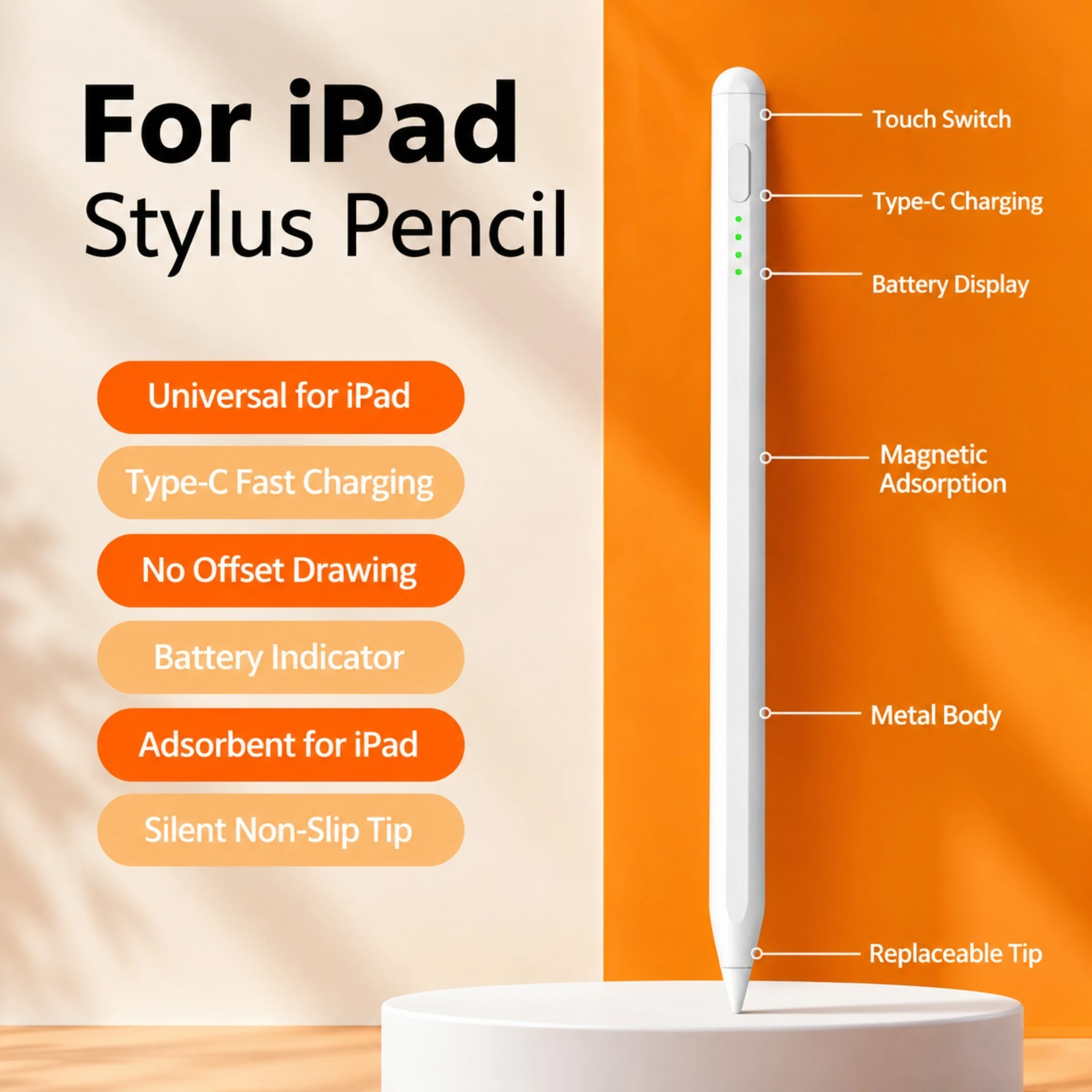 For iPad 6-10th Gen 2018-2026 Stylus Pen for iPad Pencil 11th A16 Generation with Apple Pencil Palm Rejection & Tilt Sensitivity