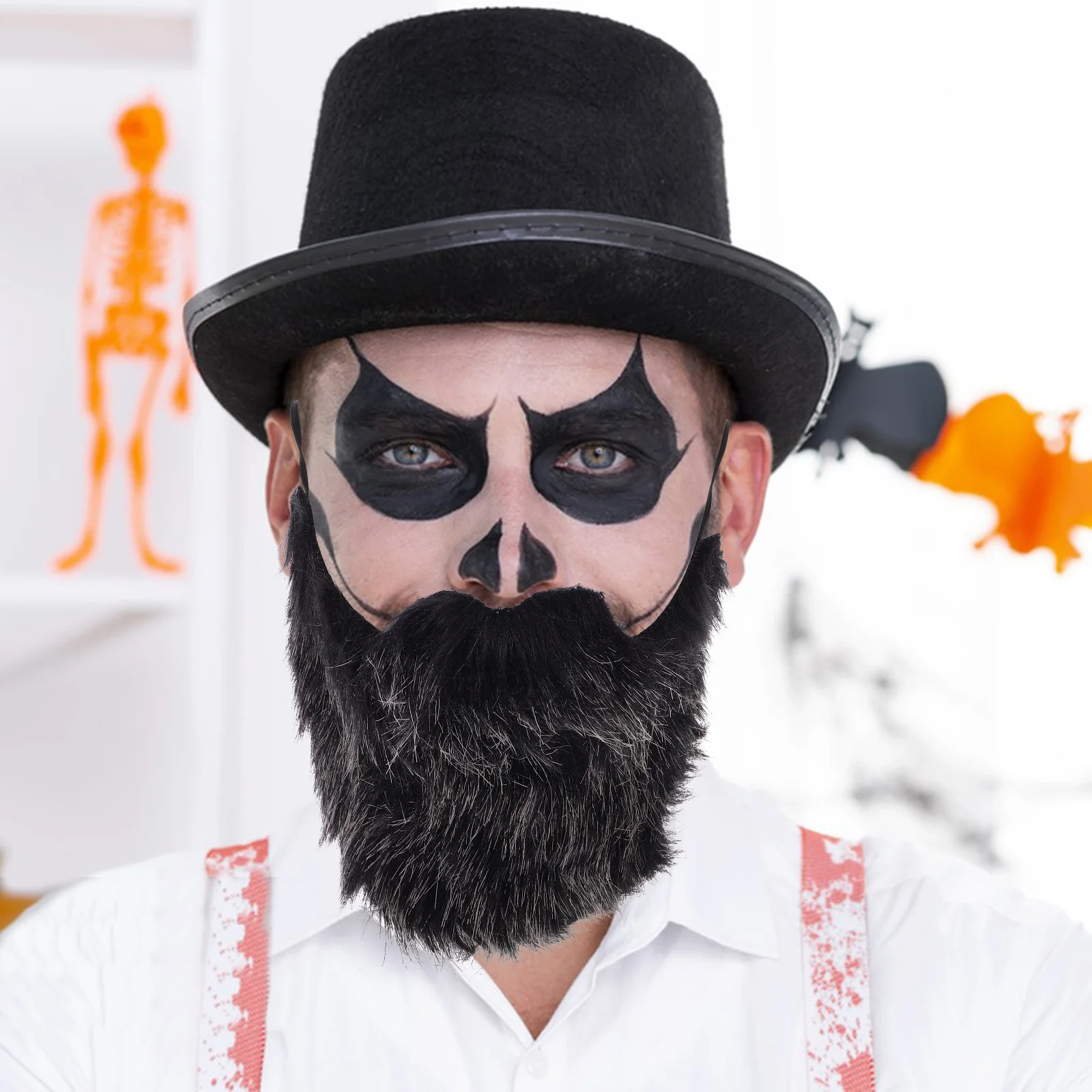 1Set Realistic Fake Beard Halloween Costume Facial Hair Pirate Mustache Cosplay Party Supplies Decorative Prop