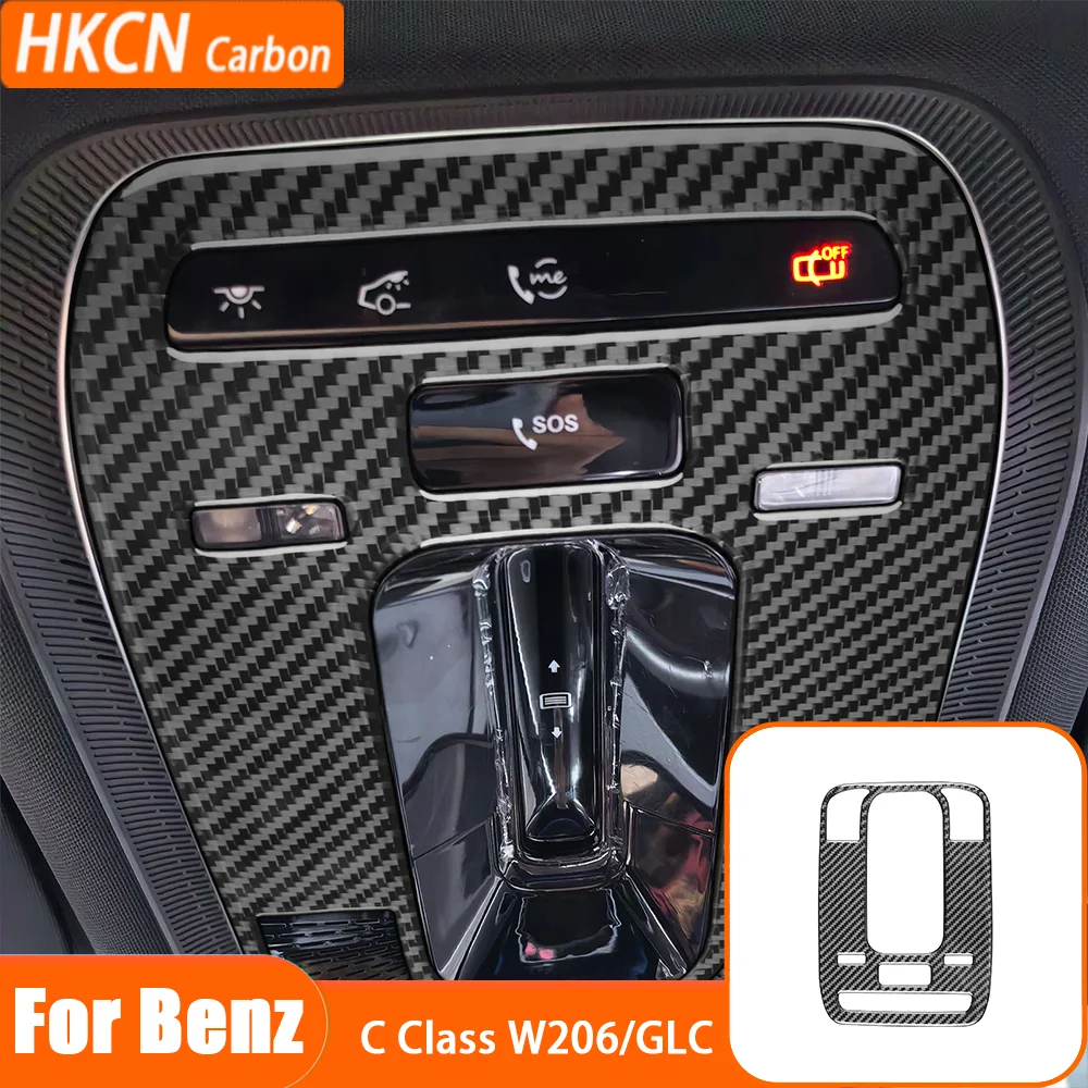 Carbon Fiber Roof Reading Light Panel Decal Car Interior Accessories Cover Trim Sticker For Benz C Class 2022—2024 GLC 2023 2024
