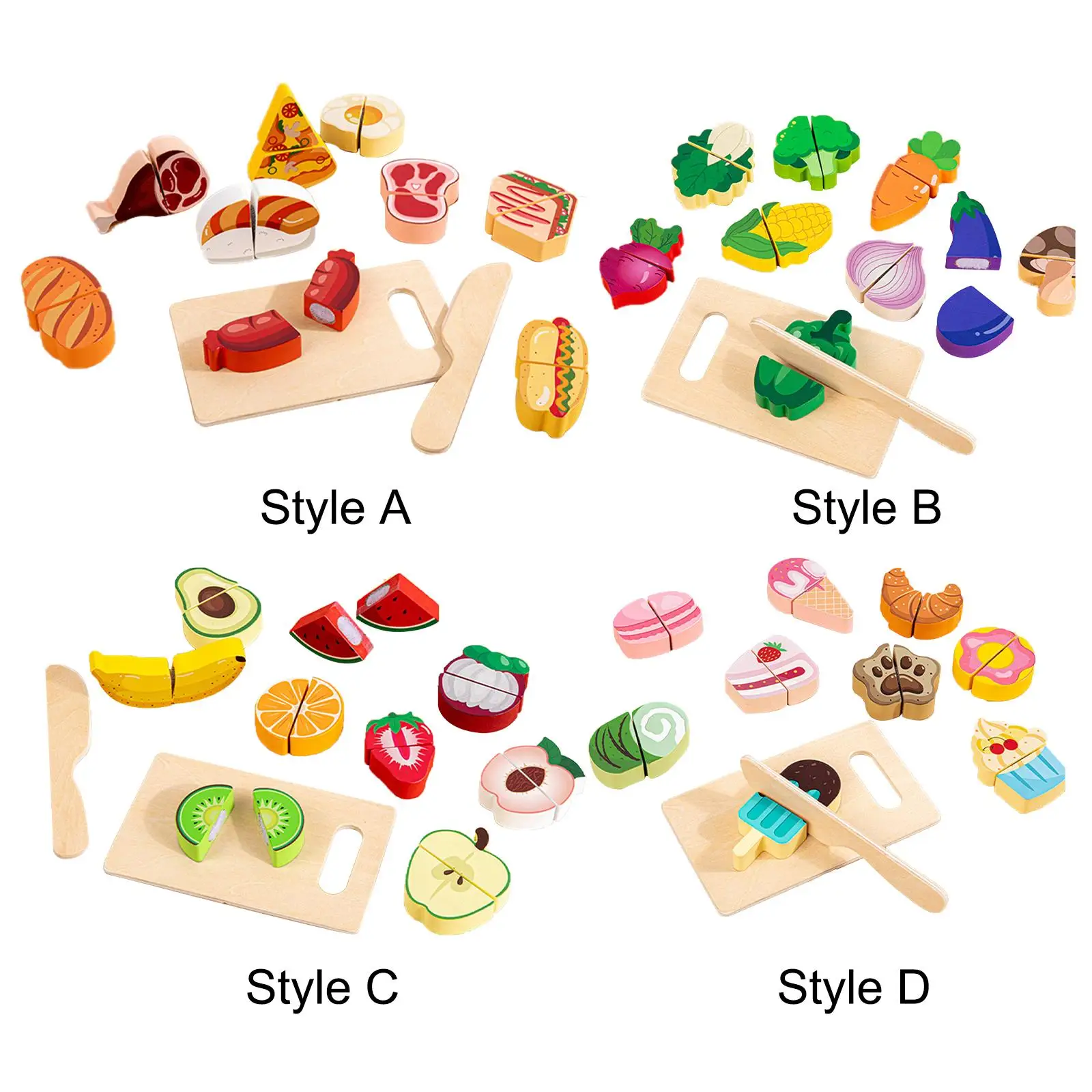 Wooden Cutting Play Food Toy Educational Toy Wooden Kitchen Puzzle Toy Wooden