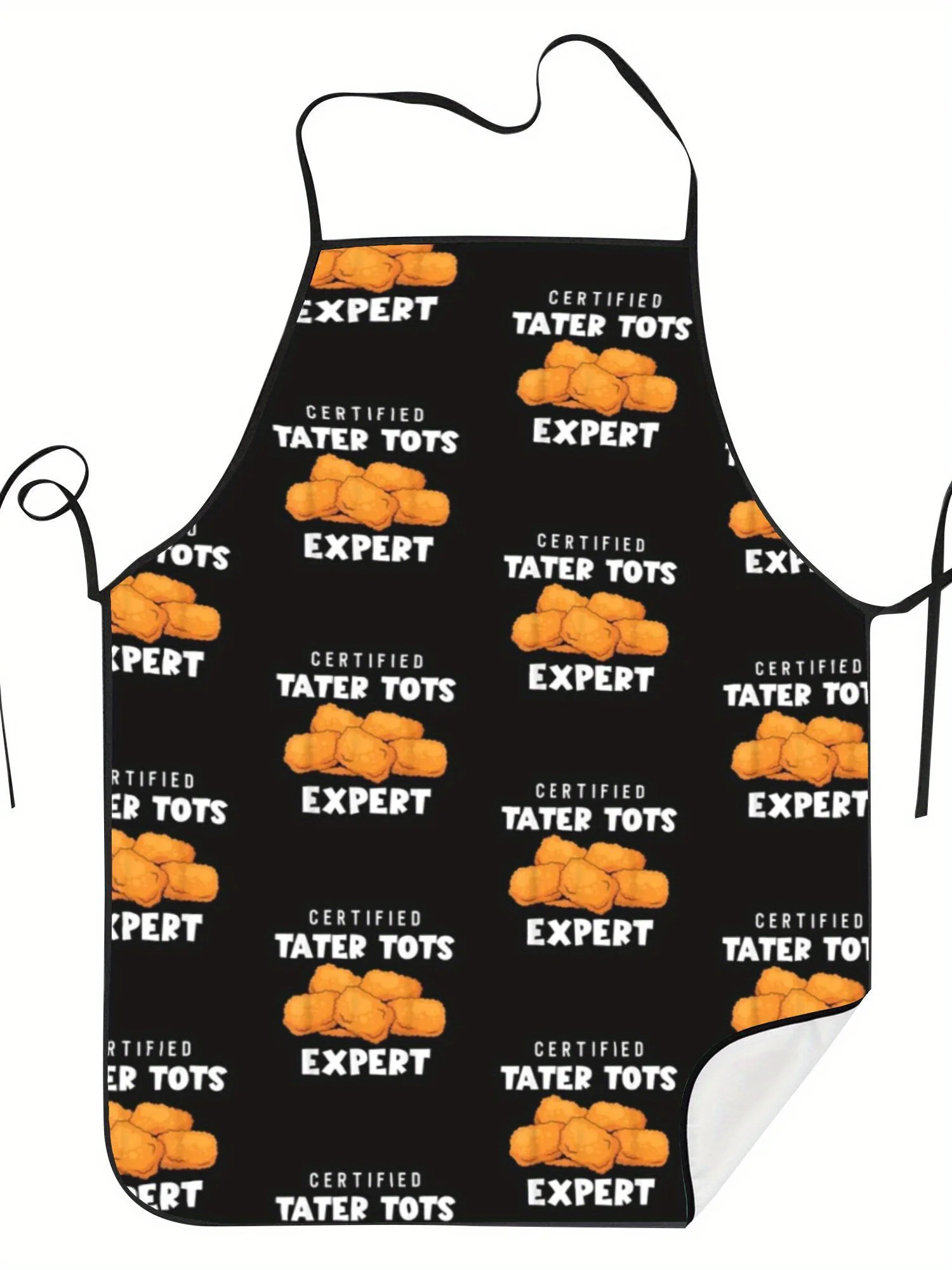 Vintage Tater Tots Expert Text Potato Graphic Waterproof Apron Oil Resistant Fixed Neck Belt Kitchen BBQ Cooking Apron For Men