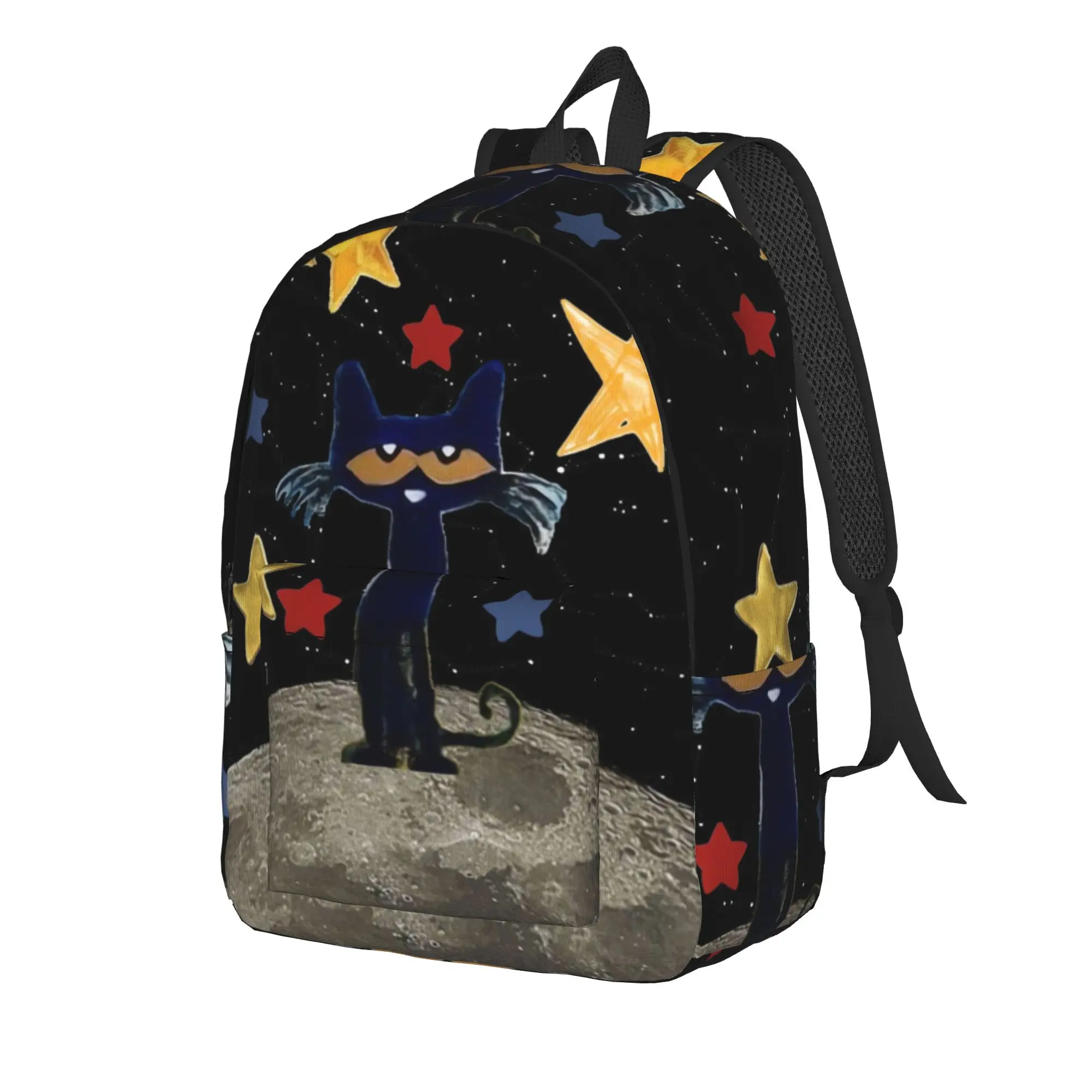 Pete the Cat and His White Shoes Backpack  Youth Polyester Daily Backpacks Large Casual High School Bags Rucksack