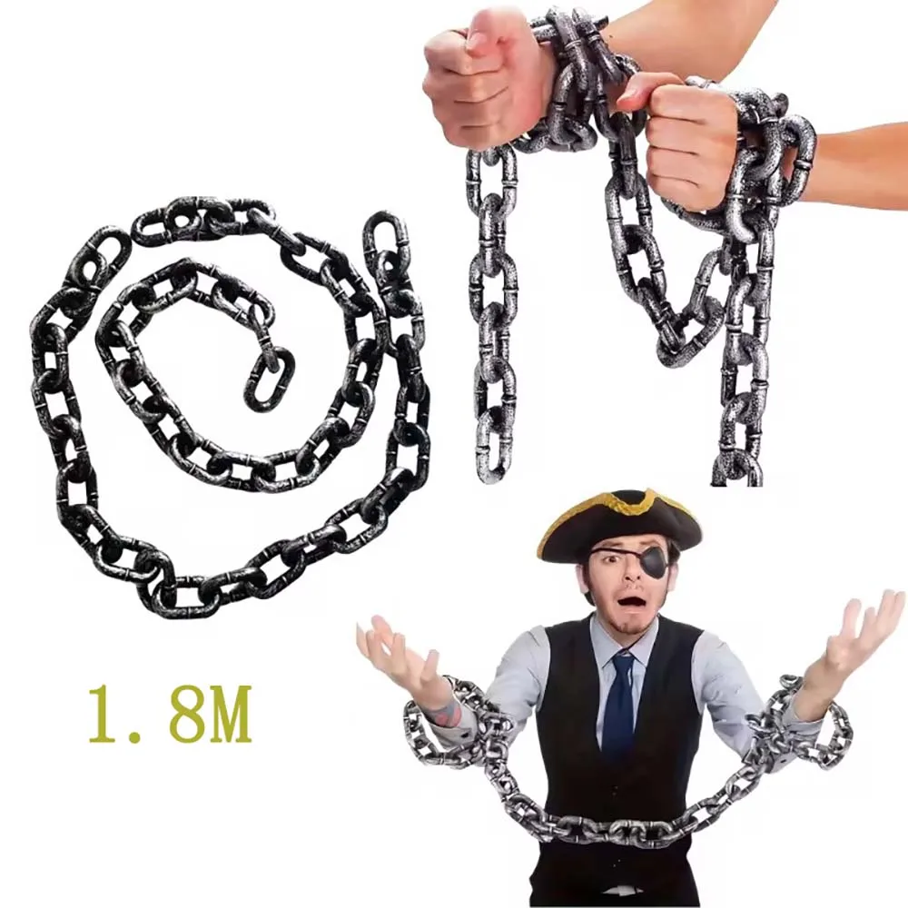 1.8M Halloween Simulation Chain Party Layout Decor Plastic Barrier Chain Halloween Performance Stage Props Costume Accessory