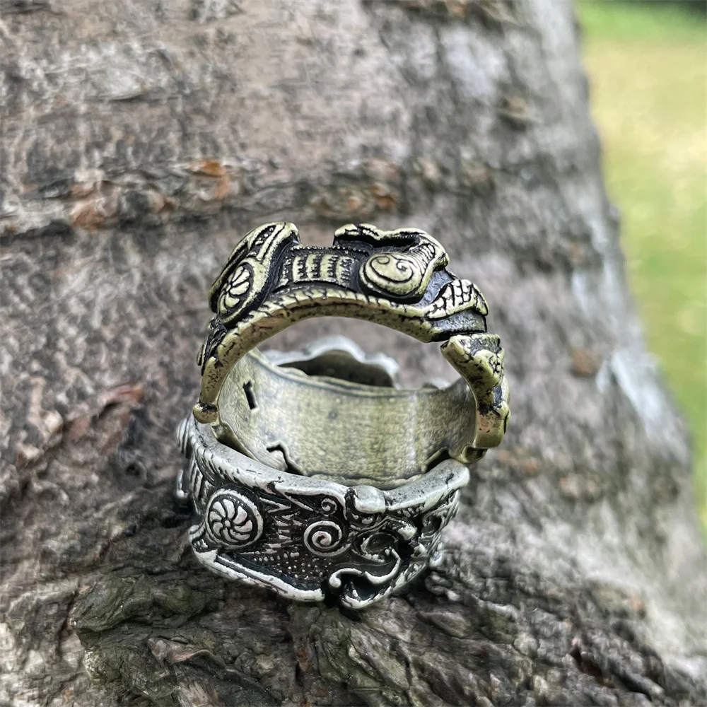 Nostalgia Gothic Wolf Amulet Viking Animal Ring Mens Signet Adjustable Rings For Women
