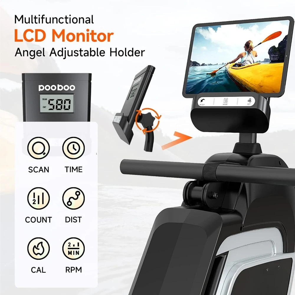 Tablet Holder and Comfortable Seat Cushion Diet Folding Rower With Combination Strength Exercise Fitness Equipment Home Gym Body