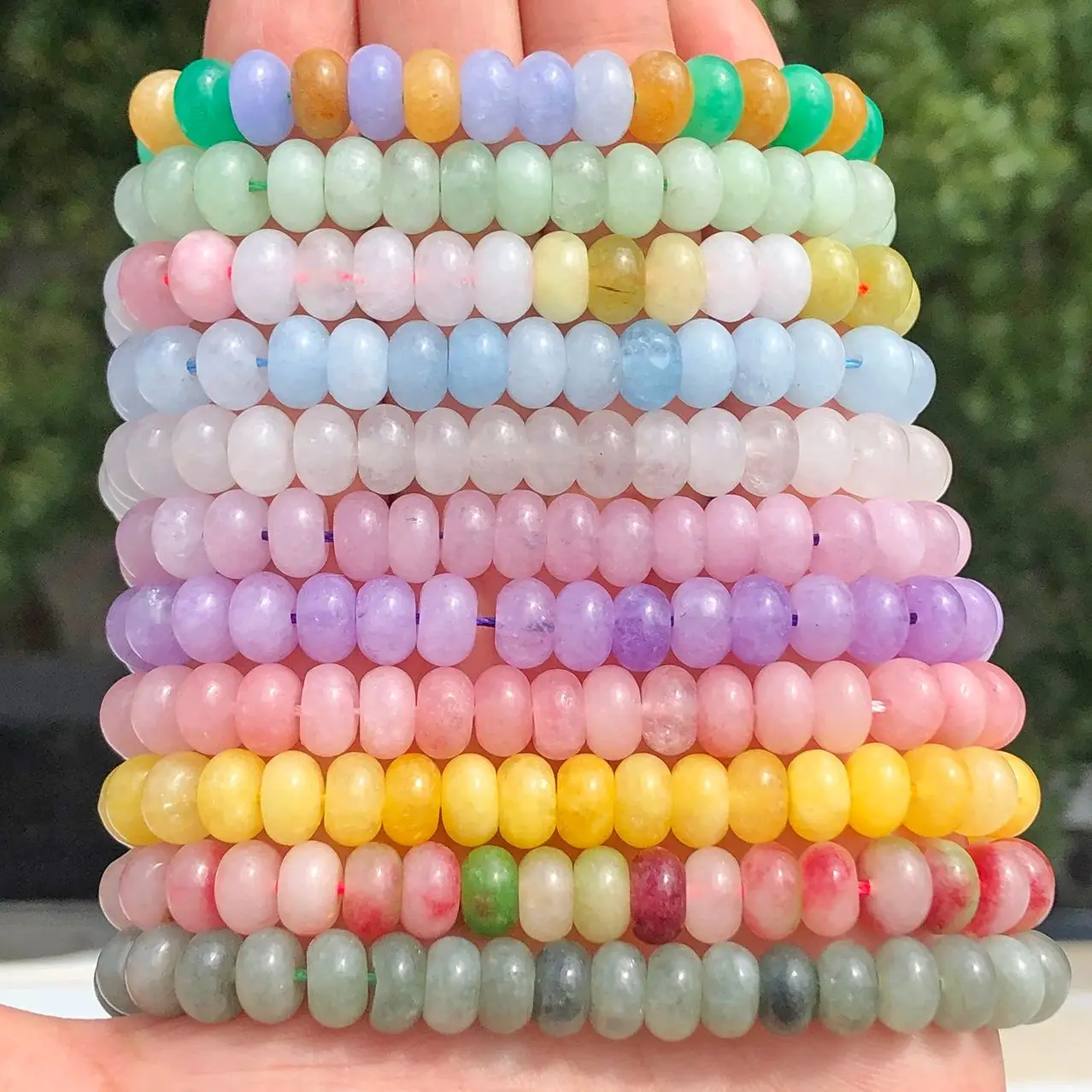 5x8mm Flat Round Abacus Beads Natural Rondelle Jade Quartz Stone Loose Beads For Jewelry Making DIY Charms Bracelets Supplies