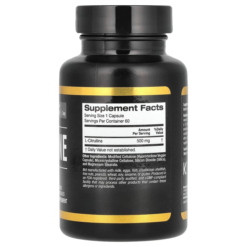 L-citrulline Supplement (60 Vegetarian Capsules) - Endurance, Exercise Performance - Men's Supplement