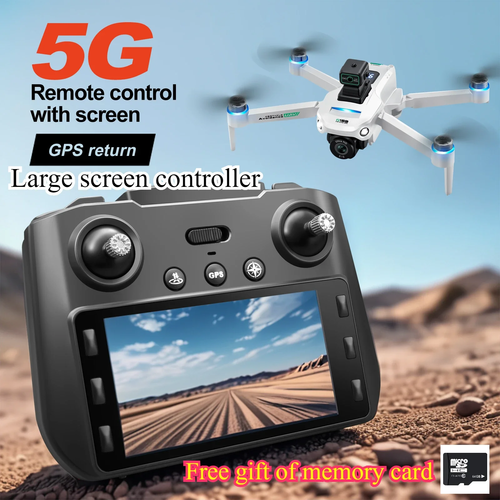 

Large screen controller Drone 8k Camera Four-Axis Aerial Photography with Screen Remote Control 5000M 5G WIFI GPS FPV RC Dron