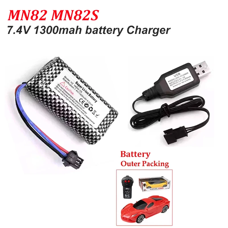 

7.4V 1300mah Lithium Battery MN82 Remote Control Car Original Battery MN128 MN78 MN168 MN99S MN98 Original Charger LC79 MN MODEL