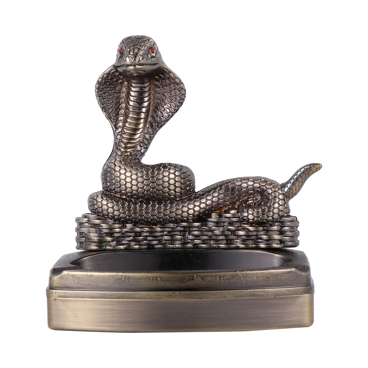 

Metal Ashtray Snake-Shaped Jar Desktop Decoration Cigarette Butt Holder Multifunctional Home Office Ornament Decor