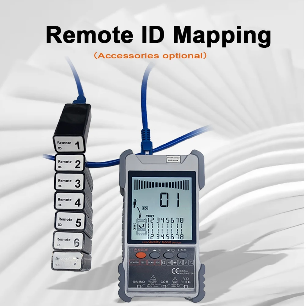 ET618 Network Cable Tester With LCD Display Analogs Digital Search POE Test Cable Wiremap Tester ID Mapping Tool