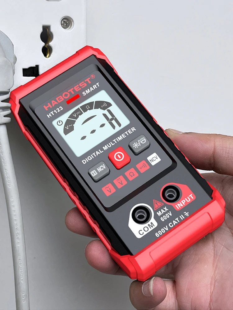 HT123 Smart Digital Multimeter AC DC Voltage Resistance Continuity Measurement Tester NCV Multimeter with Backlight