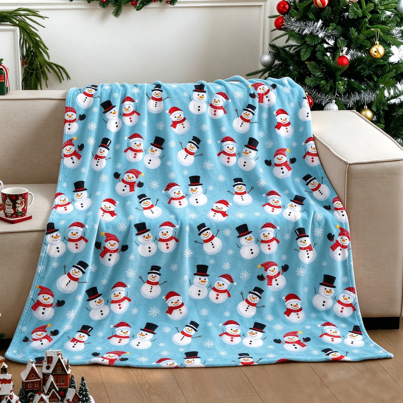 Snowman Gifts Blanket Christmas Snowman Throw Merry Christmas Halloween Blanket Flannel Blankets Festival Gifts Four Season Use