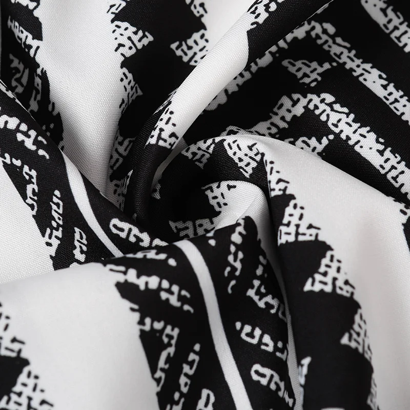 Retro Herren Geometrisch Gestreiftes Hemd Kurzarm Tribal-Print Knopfleiste Hawaii-Hemd Sommer-Oberteil Schwarz-Weiß Farbblock – Detail 5