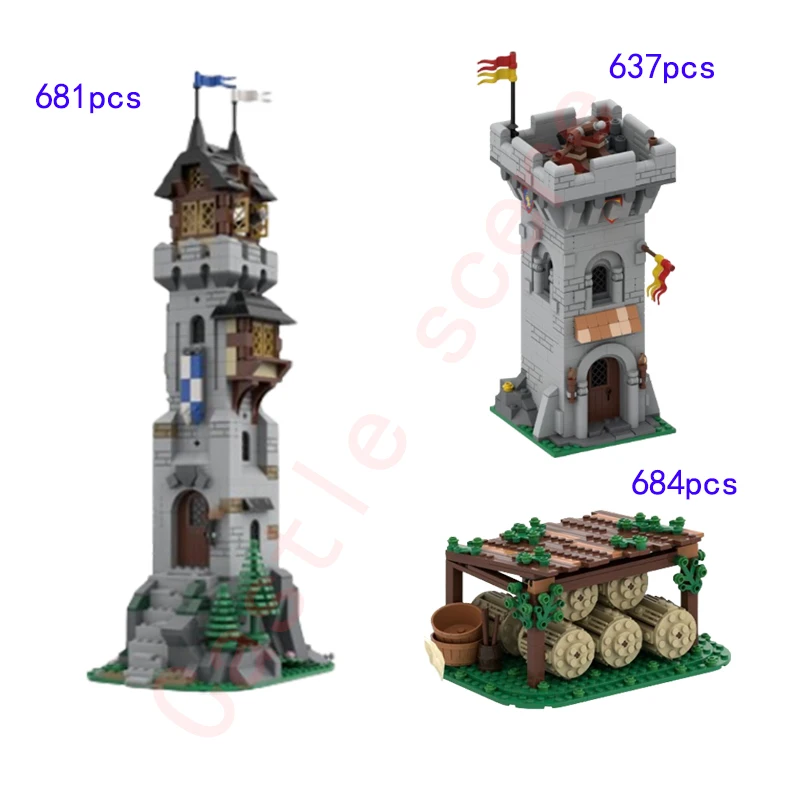 

MOC-117200 Small Particle Assembling Blocks Medieval Castle Model Scene Wizard Tower Straw Bag Storage Model Toy Toy