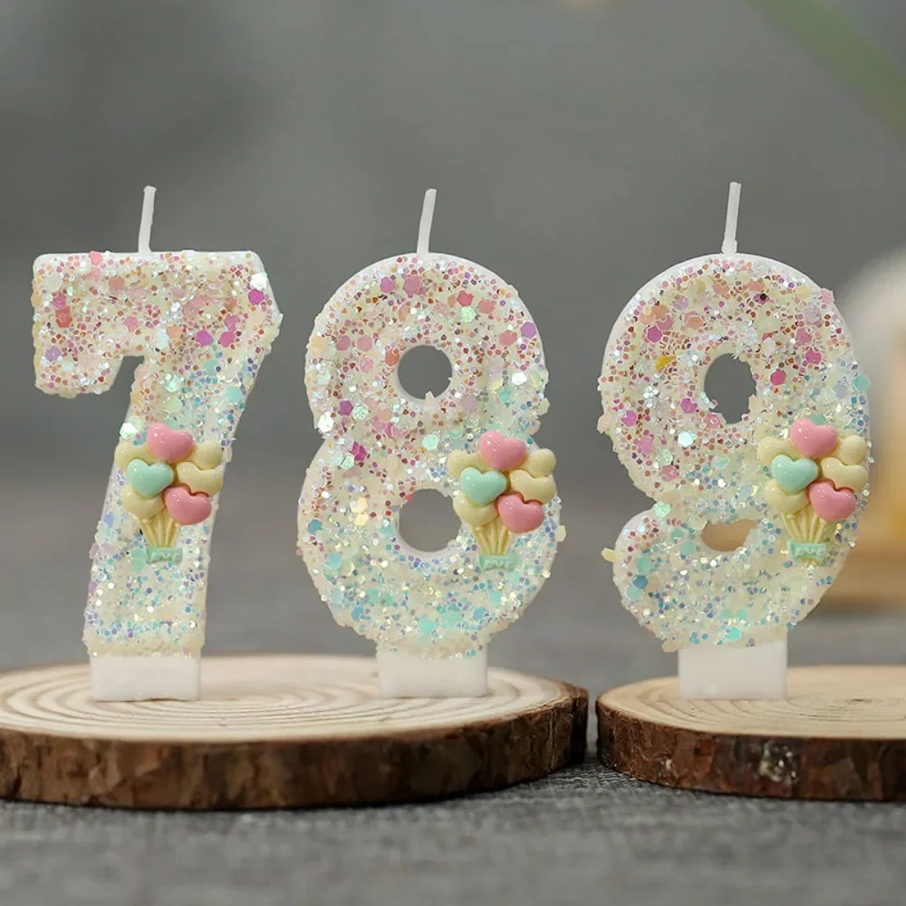 0-9 número bolo decorado vela glitter aniversário amor balão vela digital bolo topper festa de aniversário decoração do bolo de casamento