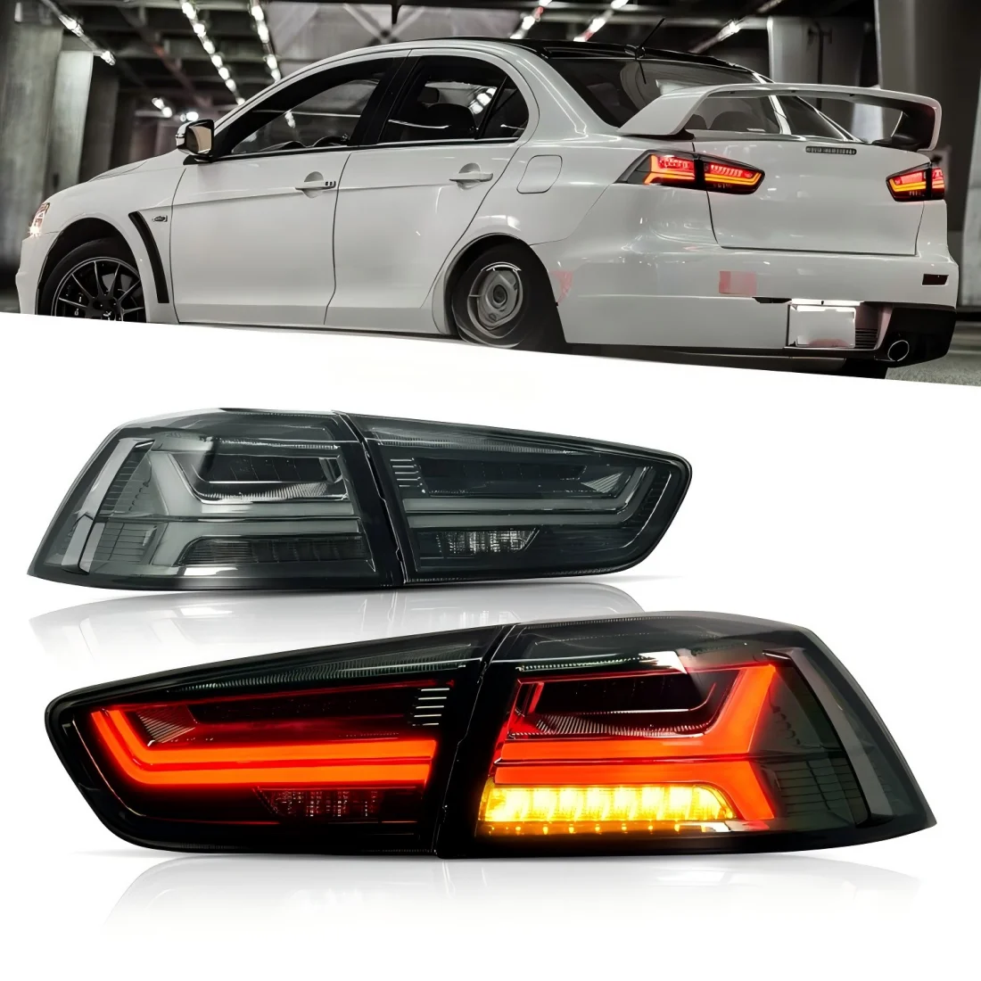 

LED Tail Lights for Mitsubishi Lancer EVO X 2008-2020 Rear Lights Assembly with Sequential Turn Signal
