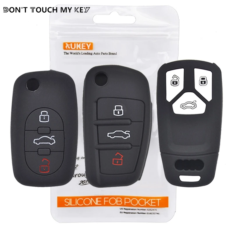 Silicone Key Case Fob For Audi A1 S1 A3 S3 A4 A6 RS6 TT Q3 Q7 2005 - 2013 Keyless Remote Key Cover Shell Skin Sleeve Protector