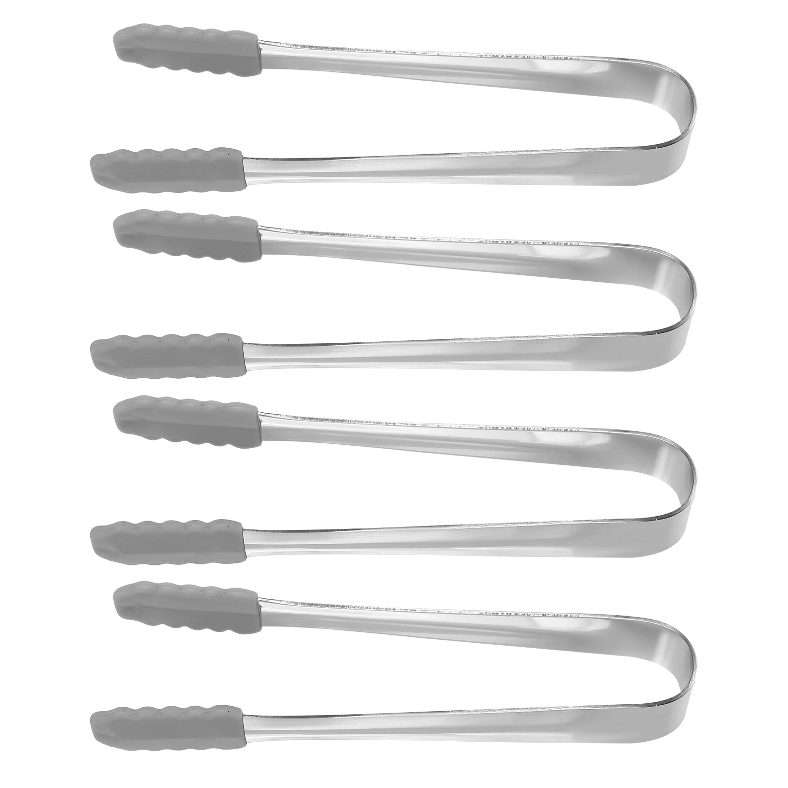 

4pcs Ice Cube Clips Stainless Steel Silicone Serving Tongs Kitchen Gadgets Heat Resistant Rust Proof Sugar Clamp Practical Tools