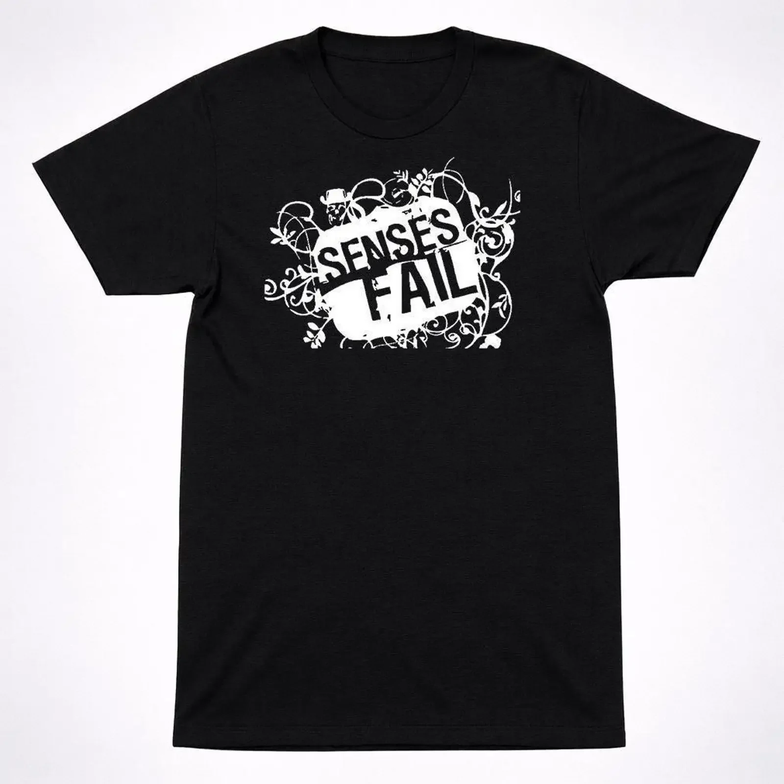 Senses Fail Floral Logo Black T Shirt Soft Comfort Fit Post Hardcore Emo Screamo Band Casual vintage Washed Stretched