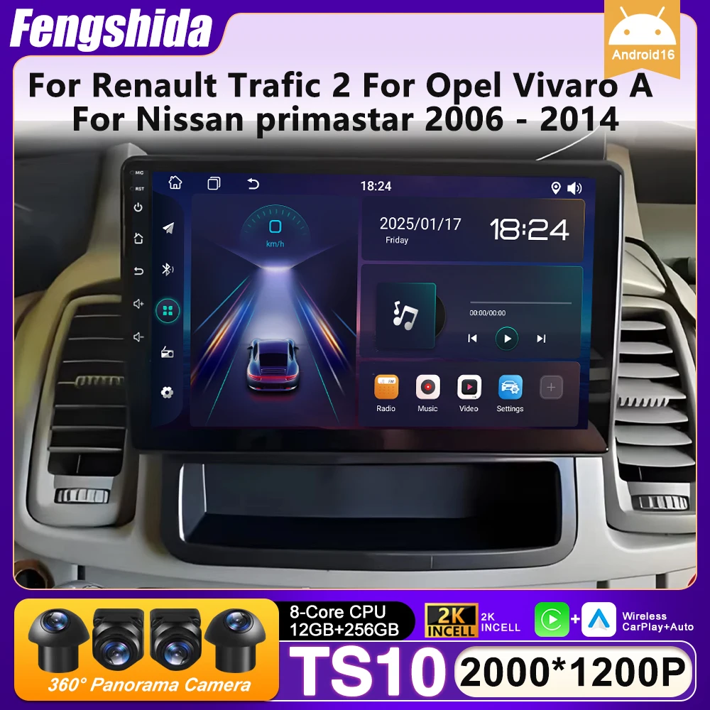 

Car Radio Carplay For Renault Trafic 2 For Opel Vivaro A For Nissan primastar 2006 - 2014 Navigation GPS Android Auto 4G No 2din