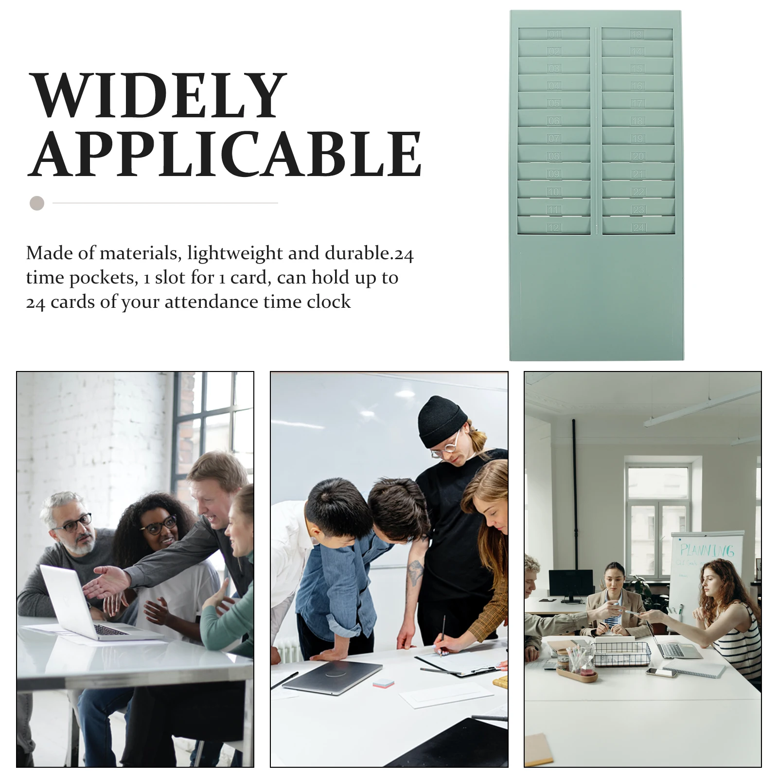 

24 Slots Attendance Machine Card Holder Punch Cards Rack Office Factory Warehouse Storage Plastic Organizer