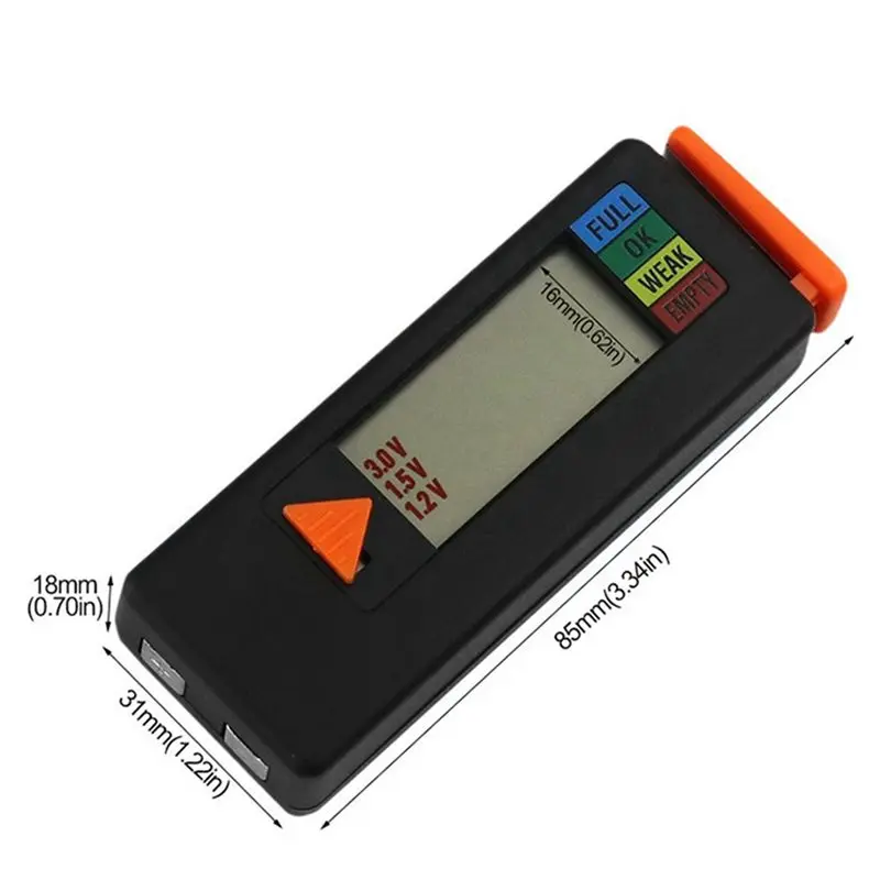 [A38F!NEW!】 2X Small Battery Tester Small Battery Tester Volt Checker LCD Display Leveling Monitor Button Battery Checker Black