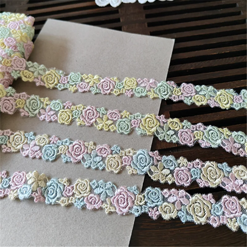 

15 ярдов шириной 2,5 см, розовый, зеленый, синий цветок, лист Venise Diy, венецианское кружево, аксессуары для одежды различных предметов одежды, бюстгальтер, юбка